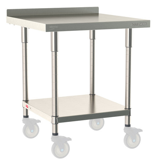 TableWorx Worktable, 30"W x 30"D, adjustable height, undershelf, 2"H backsplash