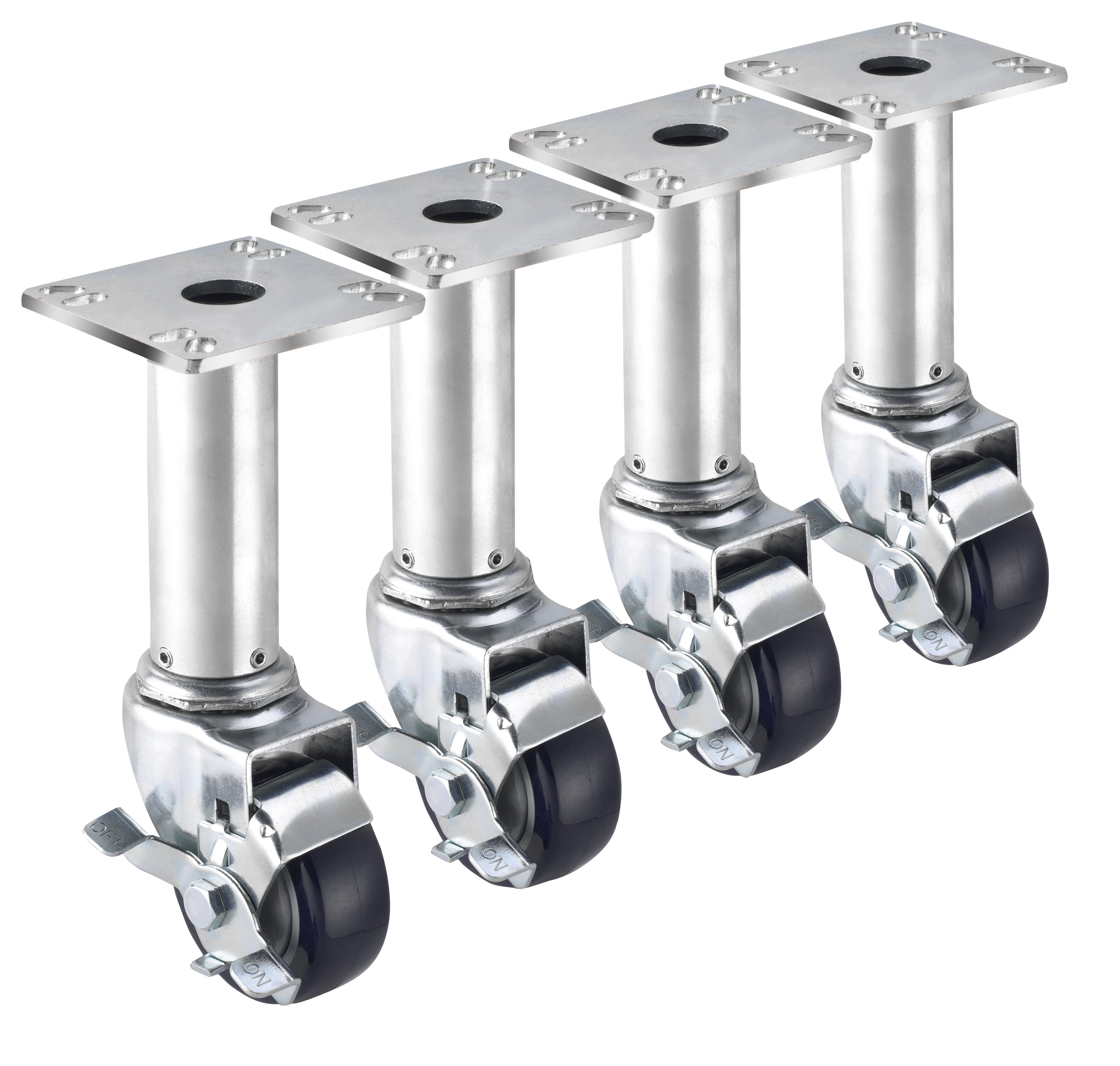 Adjustable Height Plate Casters, 8-1/2" - 10-1/2"