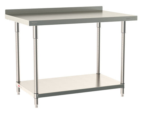 TableWorx Worktable, 48"W x 30"D, adjustable height, undershelf, 2"H backsplash