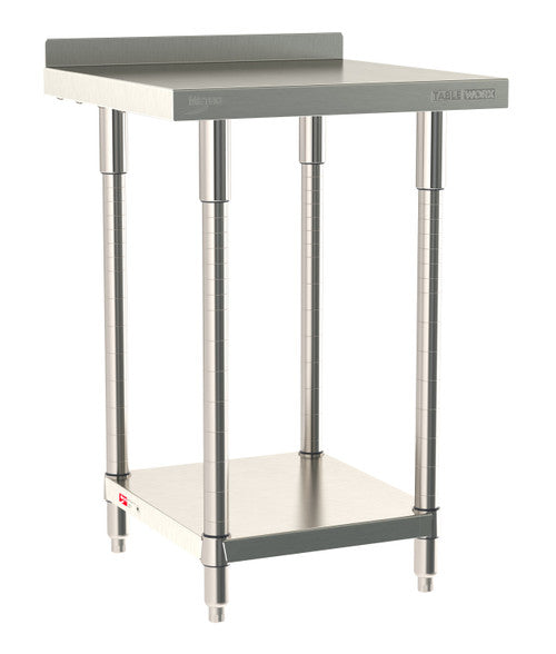 TableWorx Worktable, 24"W x 24"D, adjustable height, undershelf, 2"H backsplash