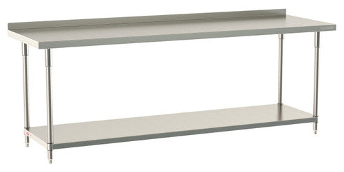 TableWorx Worktable, 96"W x 30"D, adjustable height, undershelf, 2"H backsplash