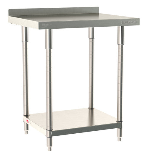 TableWorx Worktable, 30"W x 24"D, adjustable height, undershelf, 2"H backsplash