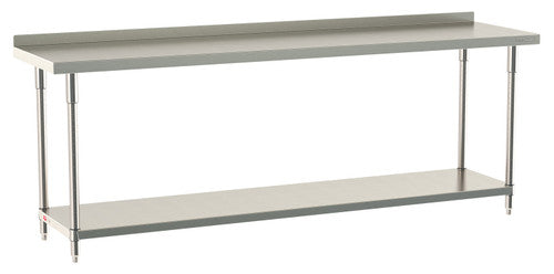 TableWorx Worktable, 96"W x 24"D, adjustable height, undershelf, 2"H backsplash