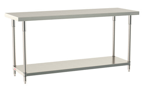 TableWorx Worktable, 72"W x 24"D, adjustable height, undershelf