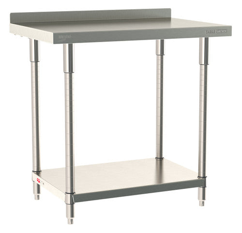 TableWorx Worktable, 36"W x 24"D, adjustable height, undershelf, 2"H backsplash