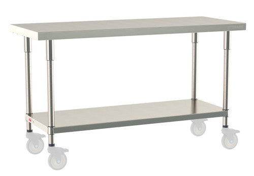 TableWorx Worktable, 60"W x 24"D, adjustable height, undershelf
