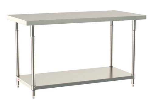 TableWorx Worktable, 60"W x 30"D, adjustable height, undershelf