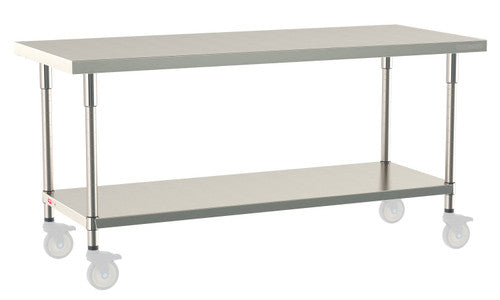 TableWorx Worktable, 72"W x 30"D, adjustable height, undershelf