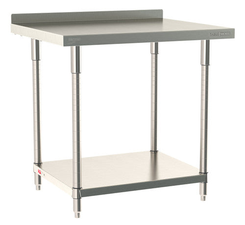 TableWorx Worktable, 36"W x 30"D, adjustable height, undershelf, 2"H backsplash