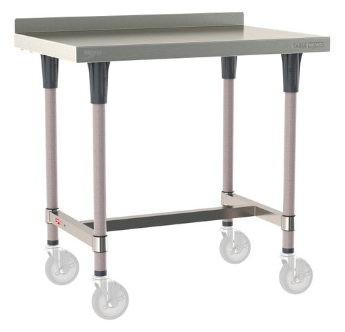 TableWorx Worktable, 36"W x 24"D, adjustable height, 2"H backsplash, epoxy coated legs
