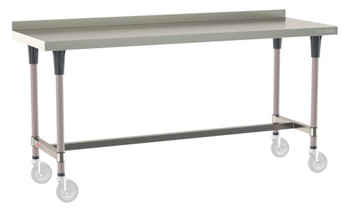 TableWorx Worktable, 72"W x 24"D, adjustable height, 2"H backsplash, epoxy coated legs