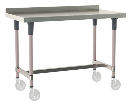 TableWorx Worktable, 48"W x 24"D, adjustable height, 2"H backsplash, epoxy coated legs