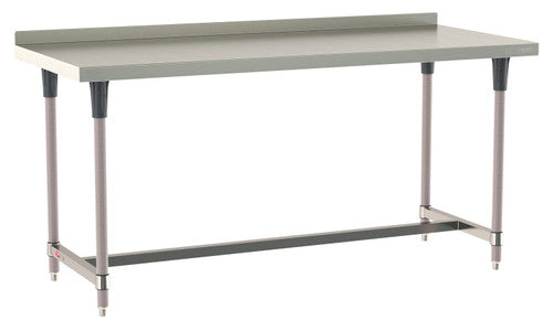 TableWorx Worktable, 72"W x 30"D, adjustable height, 2"H backsplash, epoxy coated legs