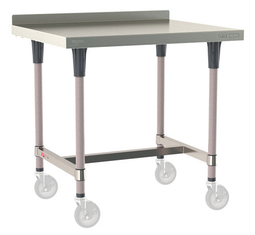TableWorx Worktable, 36"W x 30"D, adjustable height, 2"H backsplash, epoxy coated legs