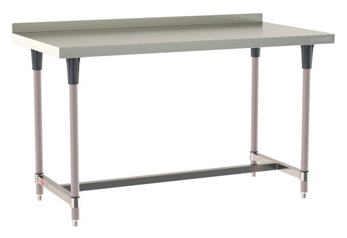 TableWorx Worktable, 60"W x 30"D, adjustable height, 2"H backsplash, epoxy coated legs