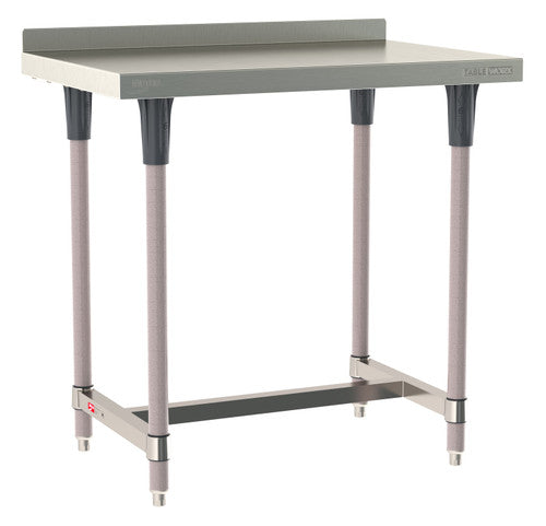 TableWorx Worktable, 36"W x 24"D, adjustable height, 2"H backsplash, epoxy coated legs
