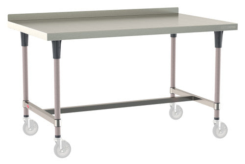 TableWorx Worktable, 60"W x 36"D, adjustable height, 2"H backsplash, epoxy coated legs