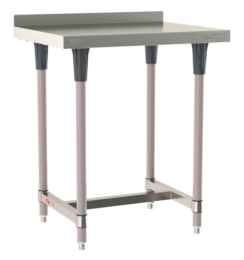 TableWorx Worktable, 30"W x 24"D, adjustable height, 2"H backsplash, epoxy coated legs
