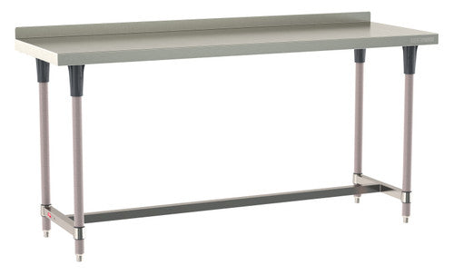 TableWorx Worktable, 72"W x 24"D, adjustable height, 2"H backsplash, epoxy coated legs