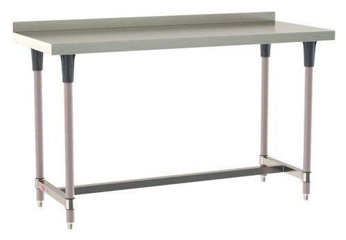 TableWorx Worktable, 60"W x 24"D, adjustable height, 2"H backsplash, epoxy coated legs