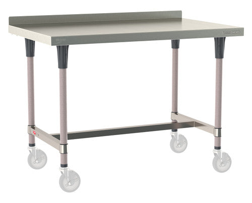 TableWorx Worktable, 48"W x 30"D, adjustable height, 2"H backsplash, epoxy coated legs