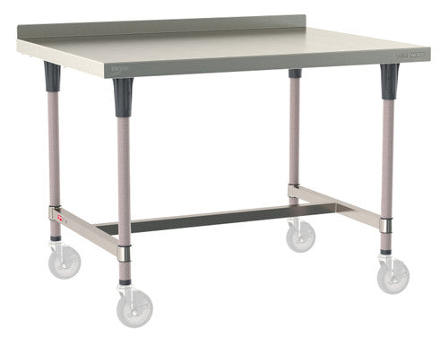 TableWorx Worktable, 48"W x 36"D, adjustable height, 2"H backsplash, epoxy coated legs