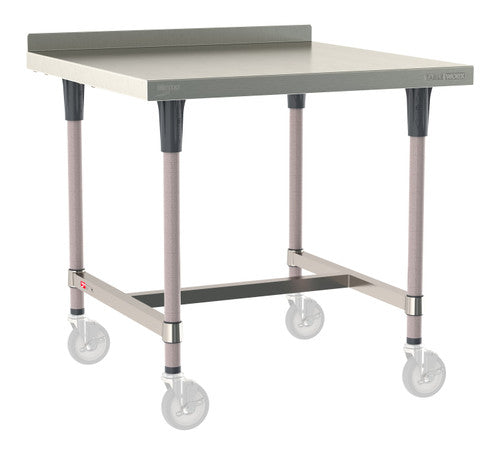 TableWorx Worktable, 36"W x 36"D, adjustable height, 2"H backsplash, epoxy coated legs