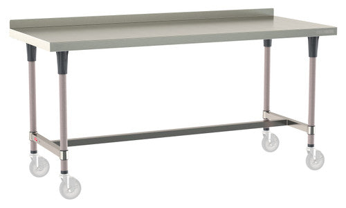 TableWorx Worktable, 72"W x 30"D, adjustable height, 2"H backsplash, epoxy coated legs
