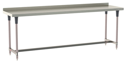 TableWorx Worktable, 96"W x 24"D, adjustable height, 2"H backsplash, epoxy coated legs