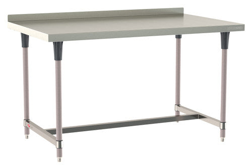 TableWorx Worktable, 60"W x 36"D, adjustable height, 2"H backsplash, epoxy coated legs