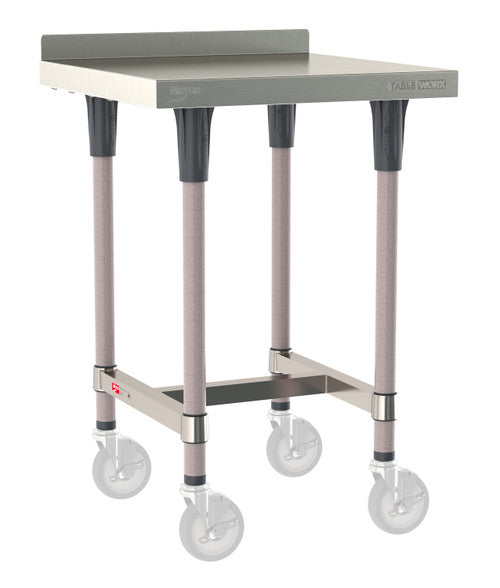 TableWorx Worktable, 24"W x 24"D, adjustable height, 2"H backsplash, epoxy coated legs