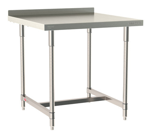 TableWorx Worktable, 36"W x 36"D, adjustable height, 2"H backsplash