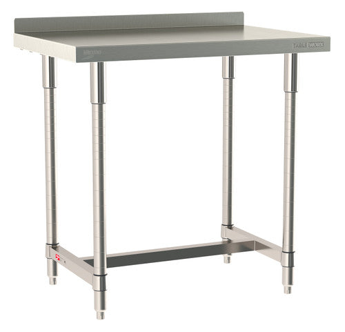 TableWorx Worktable, 36"W x 24"D, adjustable height, 2"H backsplash