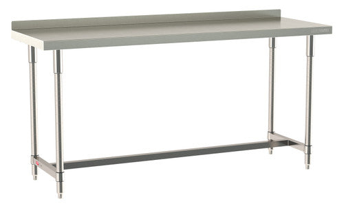 TableWorx Worktable, 72"W x 24"D, adjustable height, 2"H backsplash