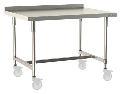 TableWorx Worktable, 48"W x 36"D, adjustable height, 2"H backsplash