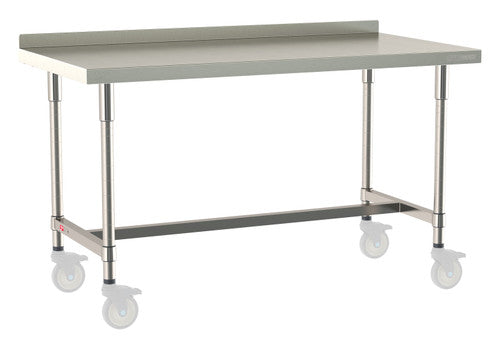 TableWorx Worktable, 60"W x 30"D, adjustable height, 2"H backsplash