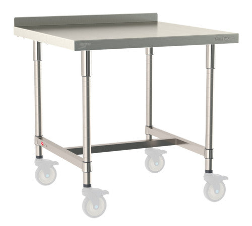 TableWorx Worktable, 36"W x 36"D, adjustable height, 2"H backsplash