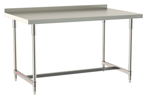 TableWorx Worktable, 60"W x 36"D, adjustable height, 2"H backsplash