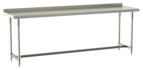TableWorx Worktable, 96"W x 24"D, adjustable height, 2"H backsplash