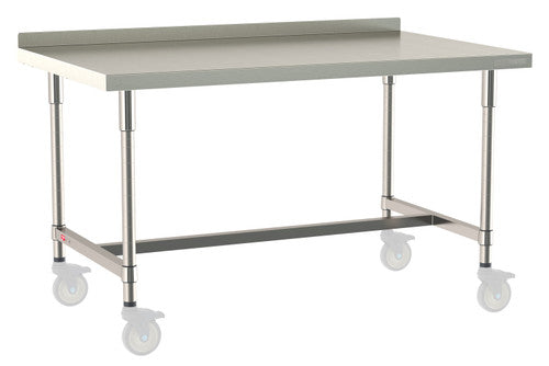 TableWorx Worktable, 60"W x 36"D, adjustable height, 2"H backsplash