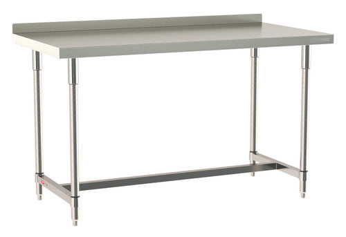 TableWorx Worktable, 60"W x 30"D, adjustable height, 2"H backsplash