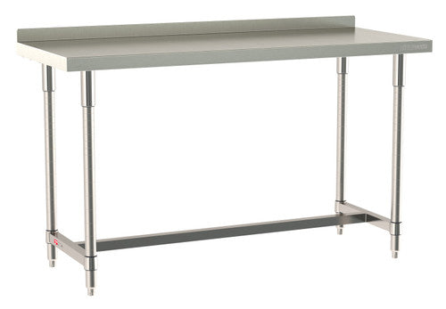 TableWorx Worktable, 60"W x 24"D, adjustable height, 2"H backsplash