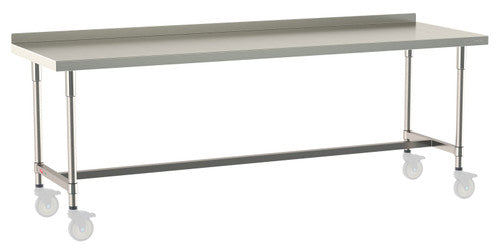TableWorx Worktable, 96"W x 30"D, adjustable height, 2"H backsplash