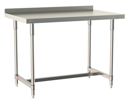 TableWorx Worktable, 48"W x 30"D, adjustable height, 2"H backsplash
