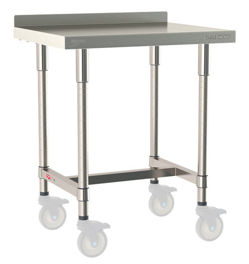 TableWorx Worktable, 30"W x 24"D, adjustable height, 2"H backsplash
