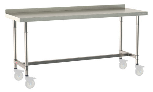 TableWorx Worktable, 72"W x 24"D, adjustable height, 2"H backsplash