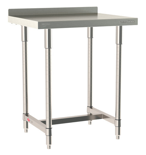 TableWorx Worktable, 30"W x 24"D, adjustable height, 2"H backsplash