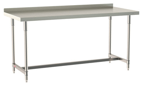 TableWorx Worktable, 72"W x 30"D, adjustable height, 2"H backsplash