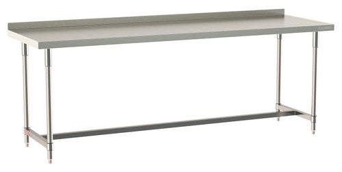 TableWorx Worktable, 96"W x 30"D, adjustable height, 2"H backsplash