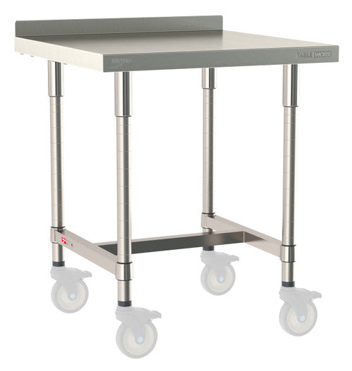 TableWorx Worktable, 30"W x 30"D, adjustable height, 2"H backsplash